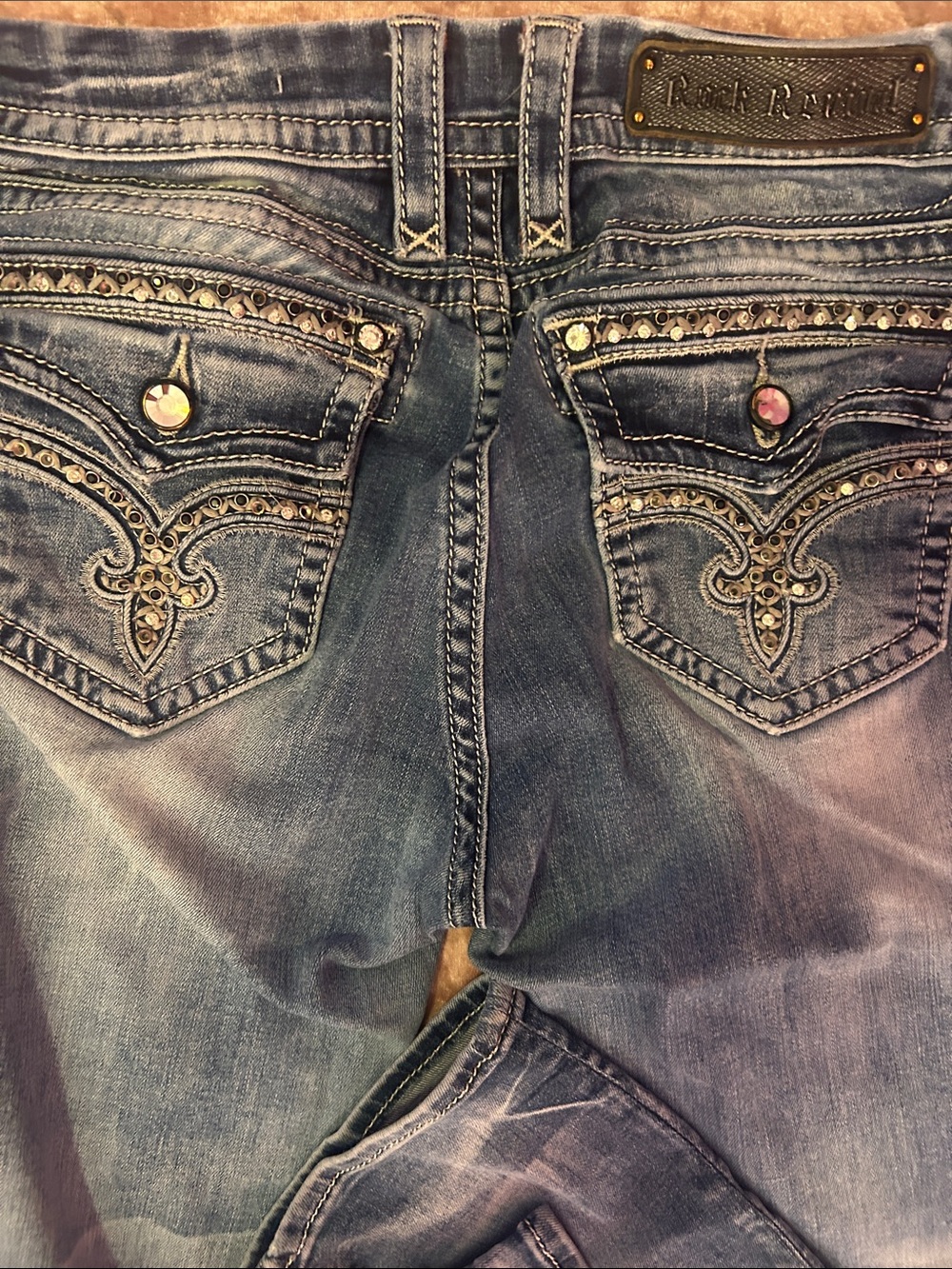 Rock Revival Women's Blue Embellished Easy Skinny Jeans